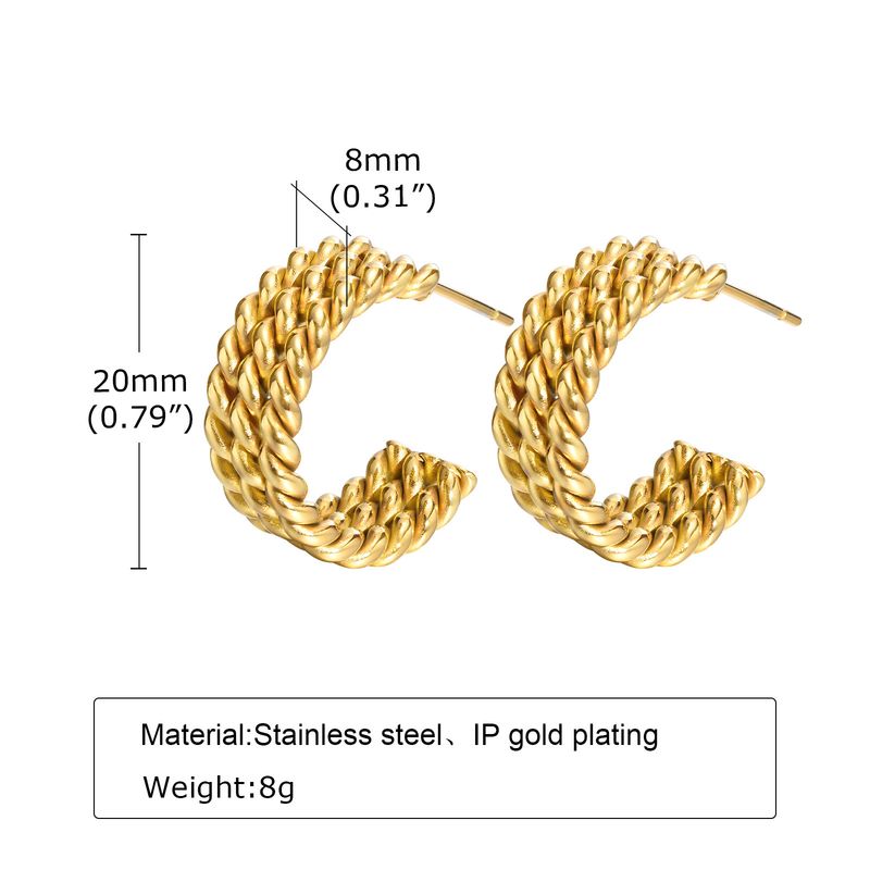 Boucles d'oreilles créoles torsadées en acier inoxydable pour femmes, style vintage tissé_voghion.com