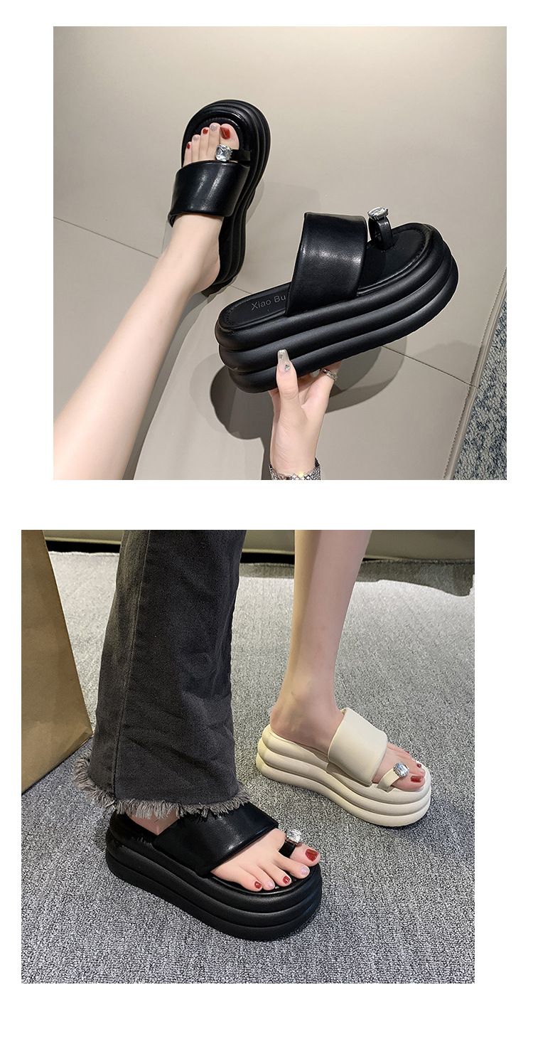 Women's Summer New Fashion Round Thick Sole Open Toe Flip Flops Comfortable Casual Platform Beach Sandals_voghion.com