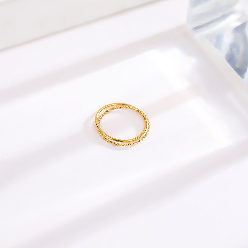 Simple Thin Fried Dough Twists Double Loop Titanium Steel Ring Designed By Female Minority, High-level, Light And_voghion.com