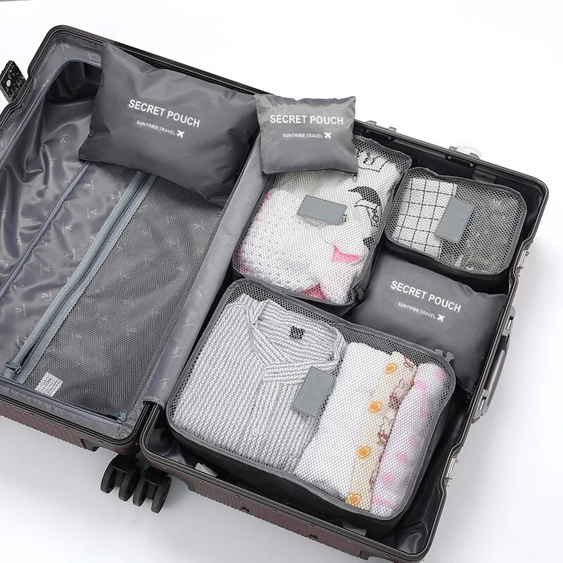 6pcs Travel Bags Suitcase Packing Set Storage Cases Portable Lage Clothes Shoe Foldable Organizer_voghion.com