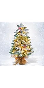 Table Top Christmas Tree With 50 LED Lights 24 Inch /2FT Little Prelit Christmas Tree Decorated Gift Boxes And Hanging Ornaments For DIY Christmas_voghion.com