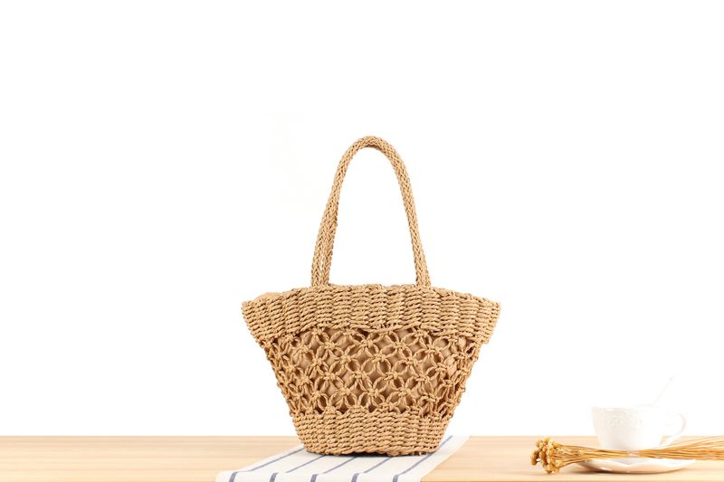 Mini-Handtasche aus Papierseil mit Schal – Bohemian Open Weave Strandtasche für Urlaub & Fotoshooting_voghion.com