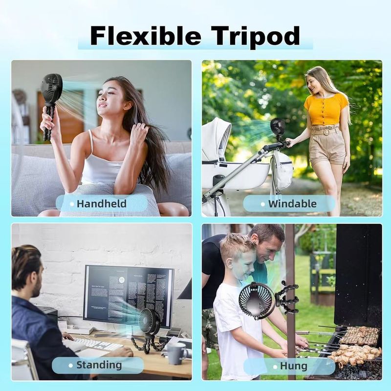 Octopus Handheld Baby Stroller Small Desktop Outdoor Camping USB Mini Fan_voghion.com