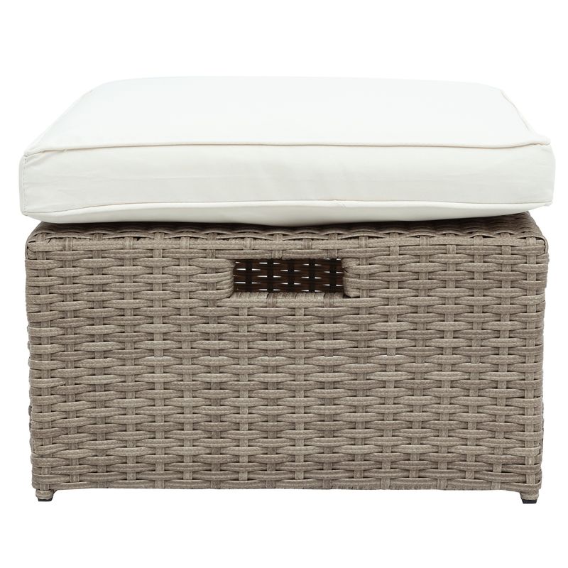 Patio Furniture Set; 4 Piece Outdoor Conversation Set All Weather Wicker Sectional Sofa with Ottoman and Cushions_voghion.com