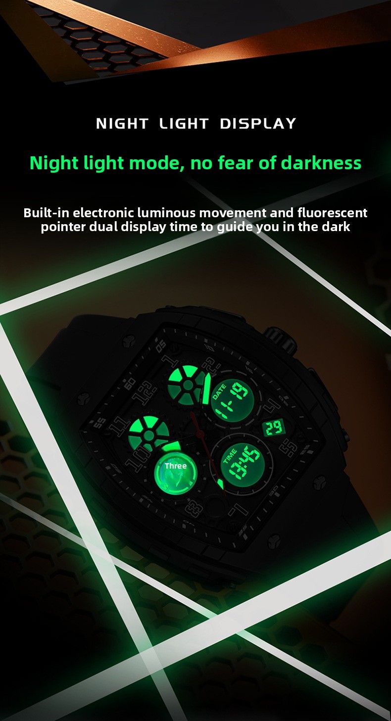 Montre homme Sanda Live électronique numérique multifonction tendance en silicone étanche avec réveil, best-seller_voghion.com