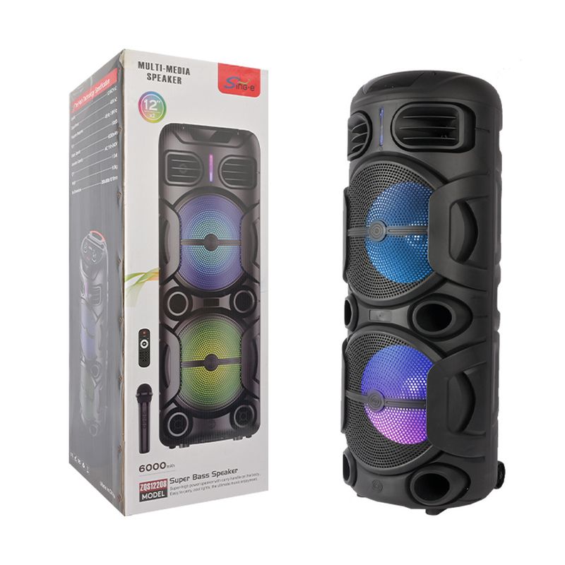 Altavoz Bluetooth inalámbrico ZQS12208 con batería de larga duración para uso doméstico y exterior, con micrófono y karaoke._voghion.com