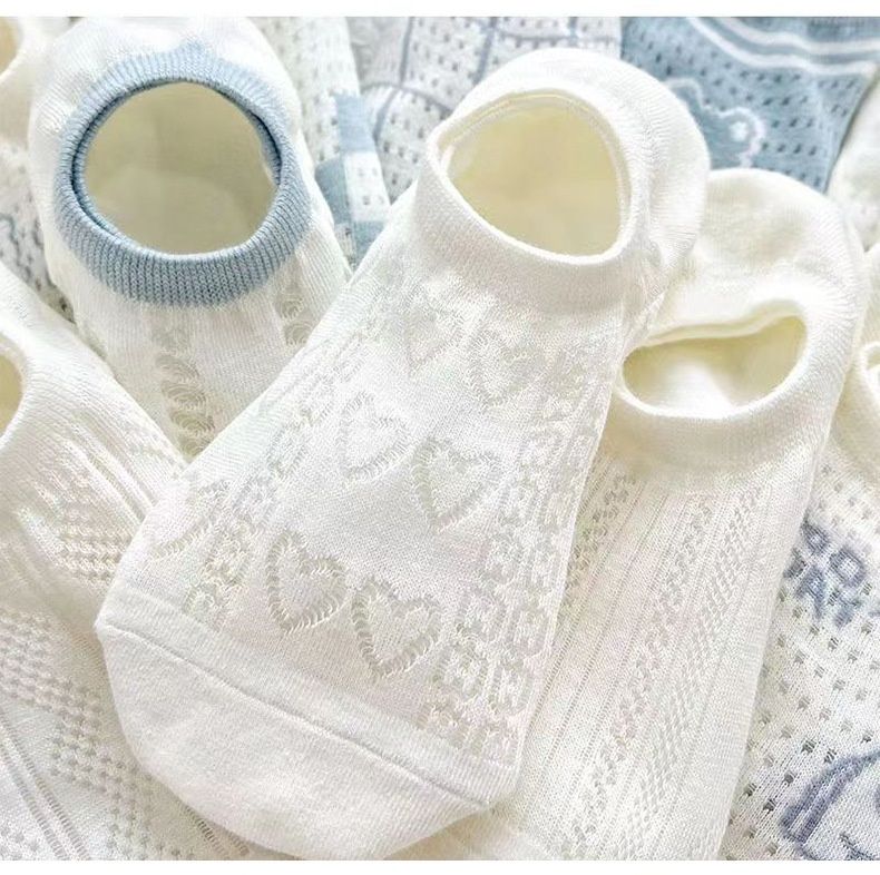 Calcetines de barco blancos bonitos invisibles sección delgada malla transpirable calcetines de verano calcetines femeninos ins calcetines japoneses para niñas_voghion.com