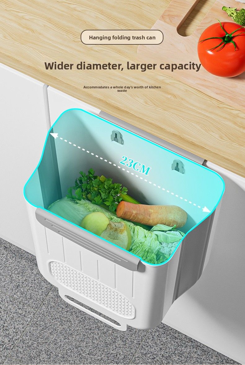 Can For Home Kitchen, Foldable Large Capacity Floor Trash Can, Wall-Mounted Kitchen Cabinet Door Storage Bin_voghion.com