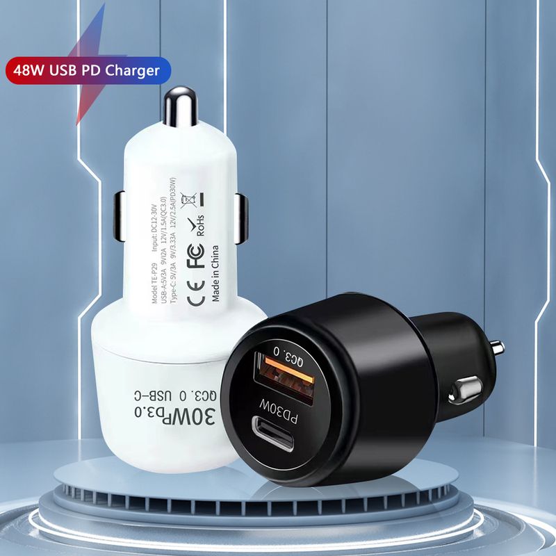 Caricabatterie per auto Music Festival 48W USD+PD da uno a due con ricarica super veloce_voghion.com