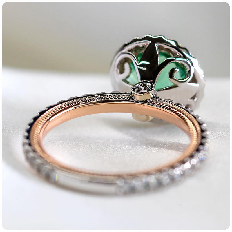 Cao Shi's New Fashion Versatile Zircon Women's With Copper Silver Plated Micro Inlaid Green Ring_voghion.com