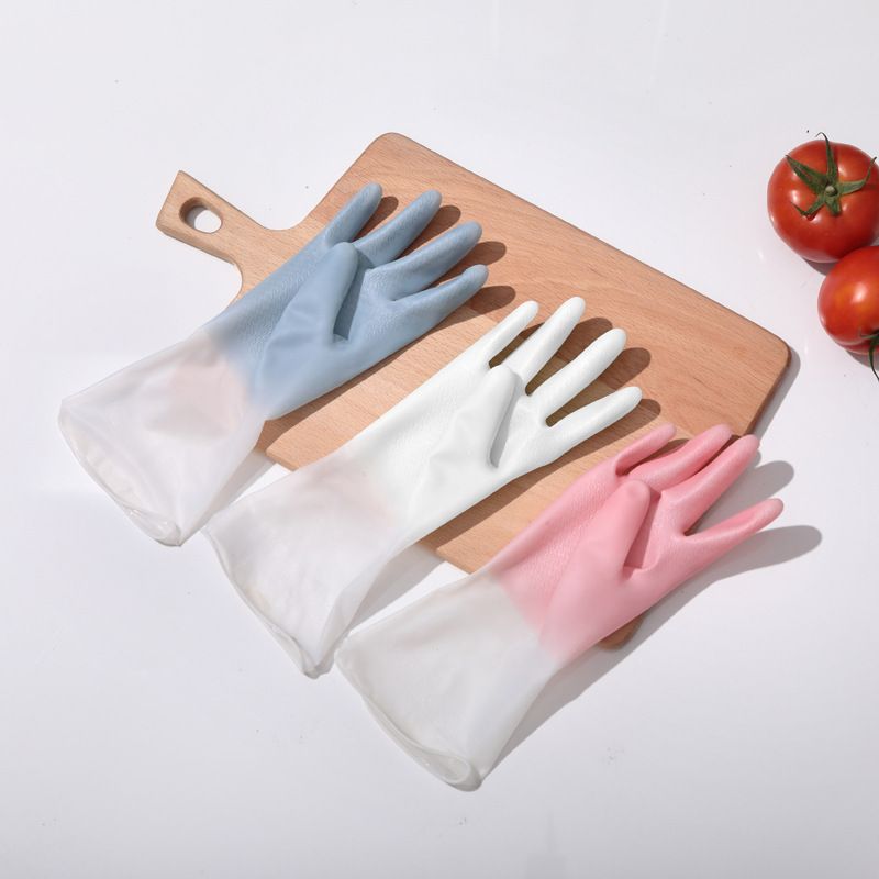 Kitchen Dishwashing Gradual Change Color Glue Household Housekeeping Cleaning Gloves Rubber_voghion.com