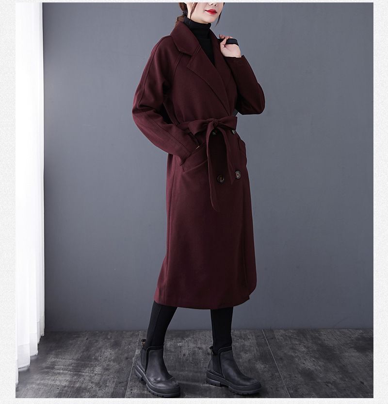 Damenbekleidung Mittellanger beigefarbener Waitmore Wollmantel mit langer Taille über dem Knie_voghion.com