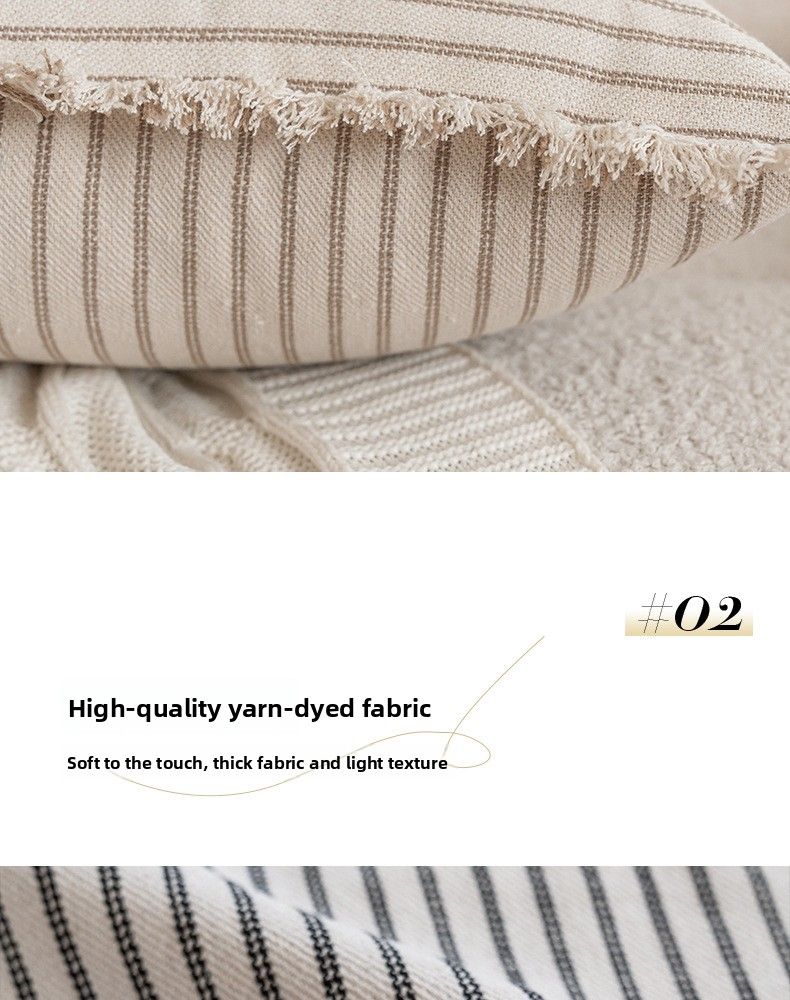 Fodera per cuscino con nappe a righe in stile nordico, semplice, per divano, casa e ufficio_voghion.com