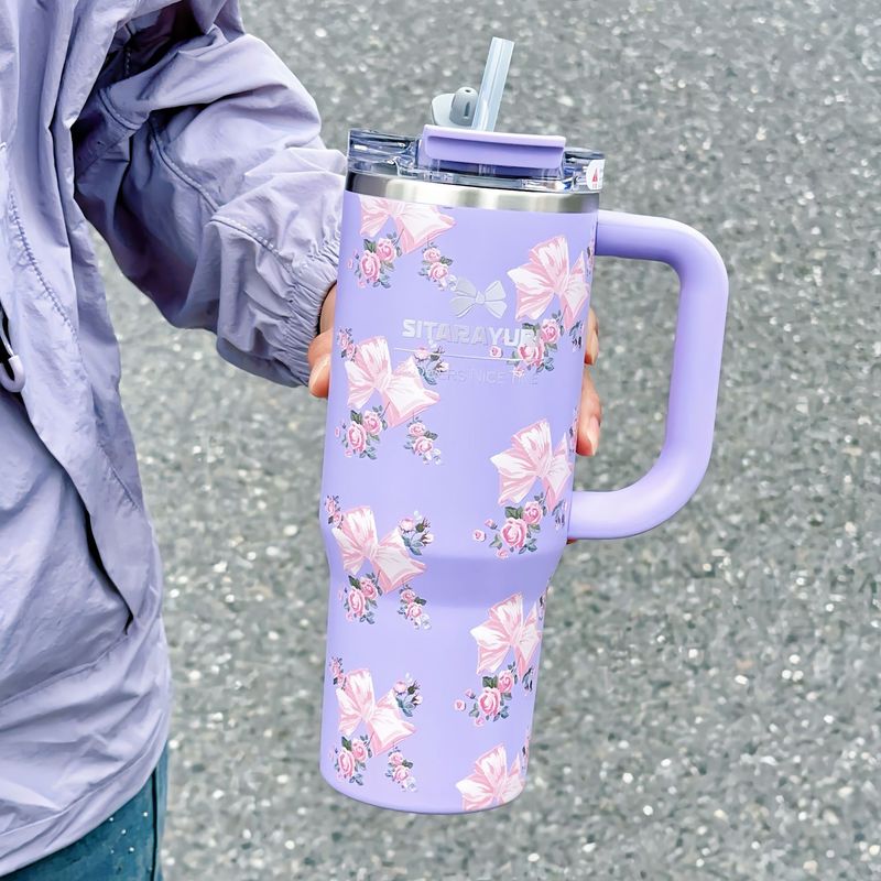 SITARAYURI Giant Handle Straw 304 Stainless Steel Large Capacity Car Insulated Ice Cup_voghion.com