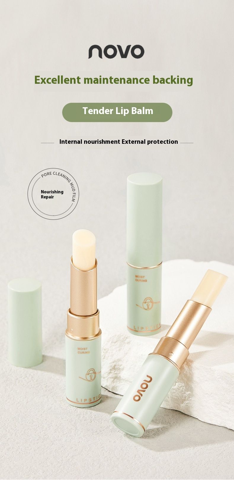 NOVO5849 Soft&Lustrous Priming Moisturizes, Prevents Dry Cracks, Removes Dead Skin and Fades Lip Lines lipstick_voghion.com