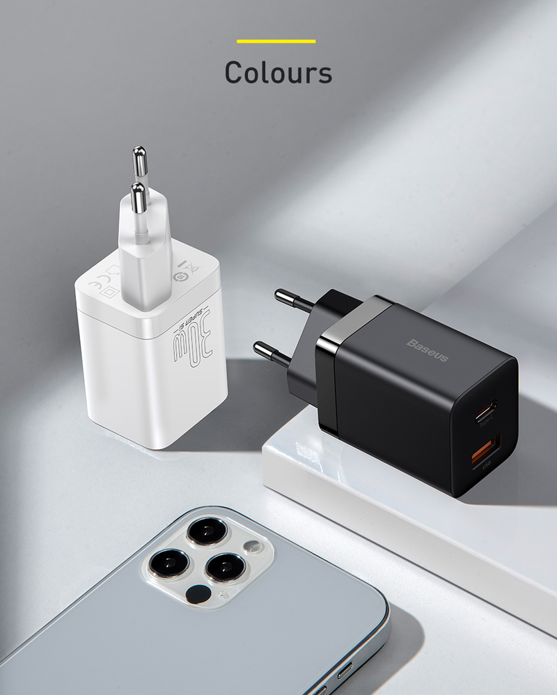 Baseus PD Charger 30W USB Type C Fast Charger QC3.0 USB C Quick Charge 3.0 Dual Port Phone Charge For IPhone 14 13 X Xs Macbook_voghion.com
