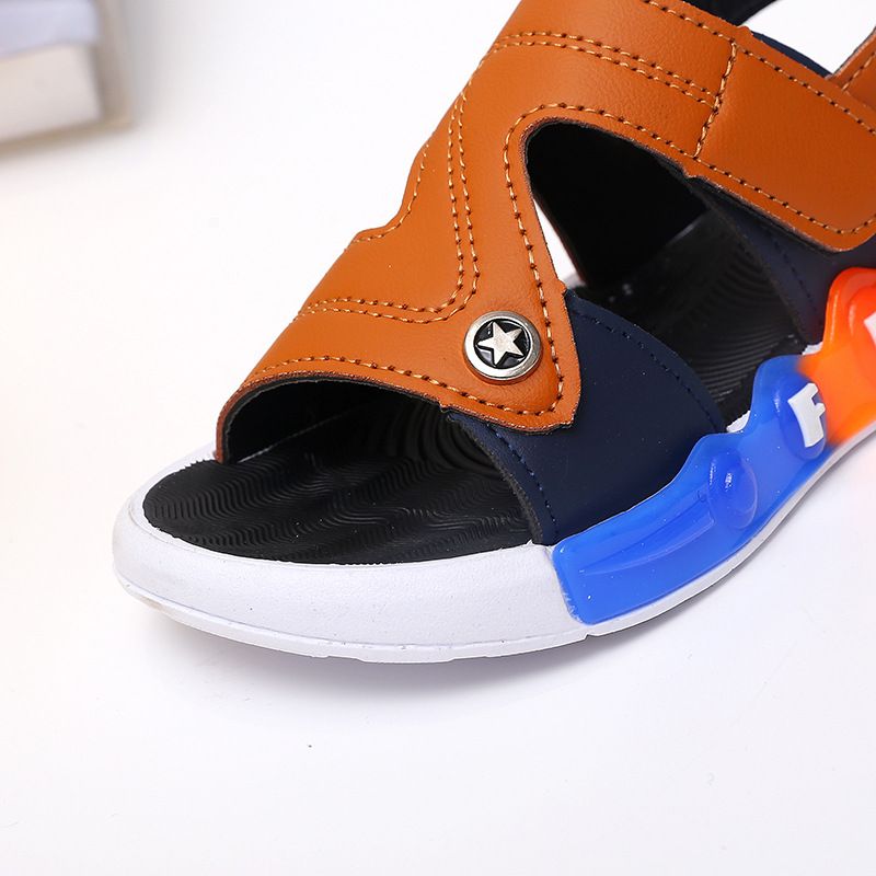 Mutter & Kinder Kinder Klett Strandsandalen 2024 Sommer neue langlebige offene Zehen flache Sandalen Farbverlauf Farbe Babyschuhe_voghion.com
