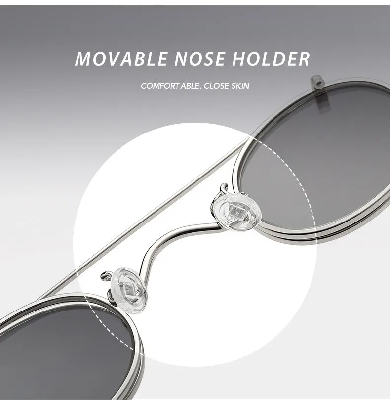 SHAUNA Punk Styles Women Small Oval Sunglasses Fashion Men Removable Clip Dual Use Blue Mirror/Clear Lens Glasses UV400_voghion.com