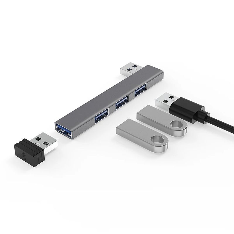 Uslåelig kvalitet, rettvinklet aluminiumslegering, type C-splitter, bærbar PC 3.0, USB-forlenger, fireporters hub_voghion.com