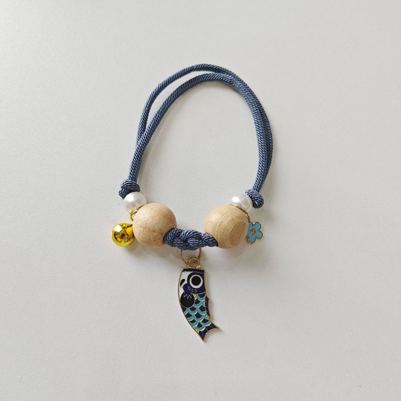 Pet Ruyi Knot Camphor Wood Necklace Insect Repellent Collar With Bell Adjustable Handmade Woven Cat Neckband_voghion.com