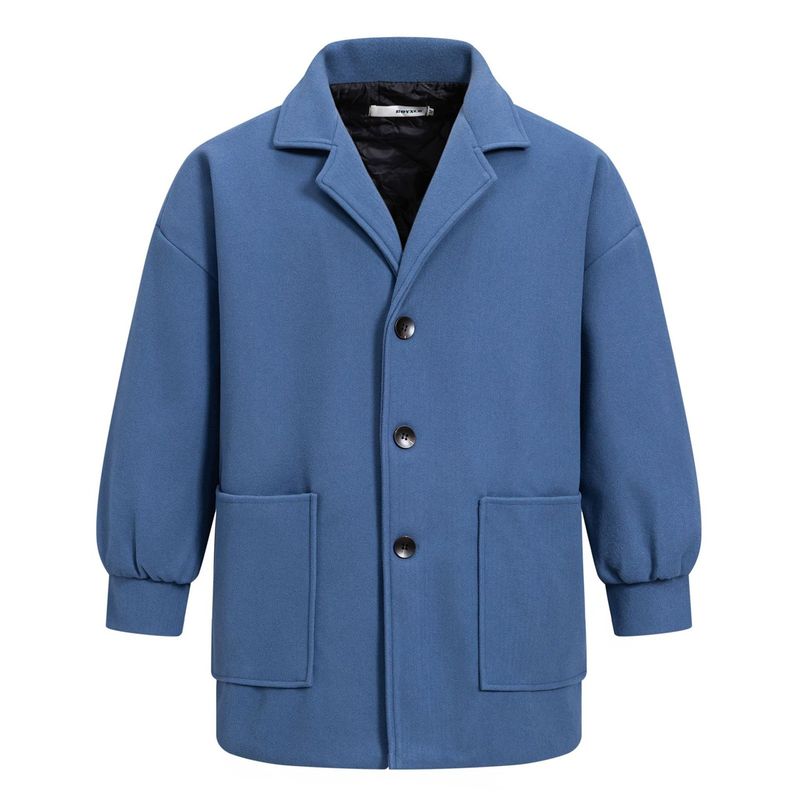 Unisex Verdickter Wollmantel Loses Revers Einfacher Einfarbiger Wollmantel Herbst Basic Normal Einreihig Wollmischungen C_voghion.com