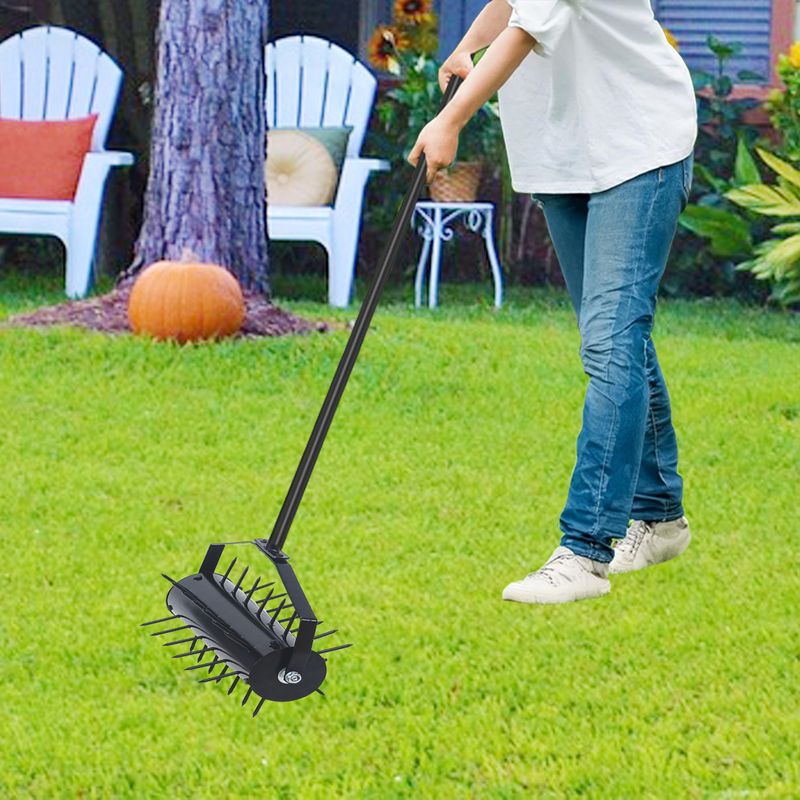 Rolling Manual Lawn Aerator, Home Aerator Lawn Tool Pusher, 58-inch Handle Push Lawn Aerator For Lawns, Yards And Gardens_voghion.com