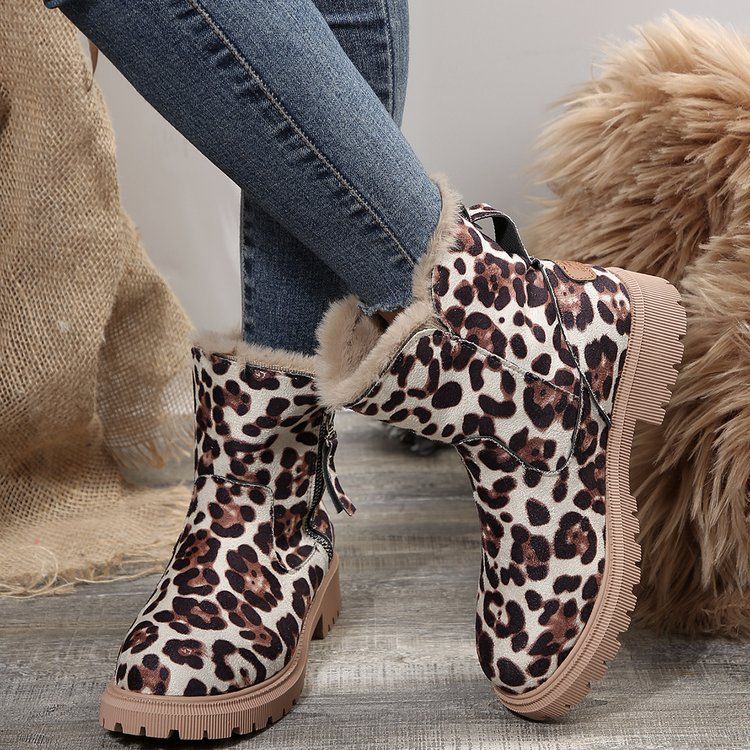 Cross-Border Plus Size Snow For Women 2023 New Mid-Calf Fleece-Lined Warm Cotton Shoes Sheepskin Winter Boots_voghion.com
