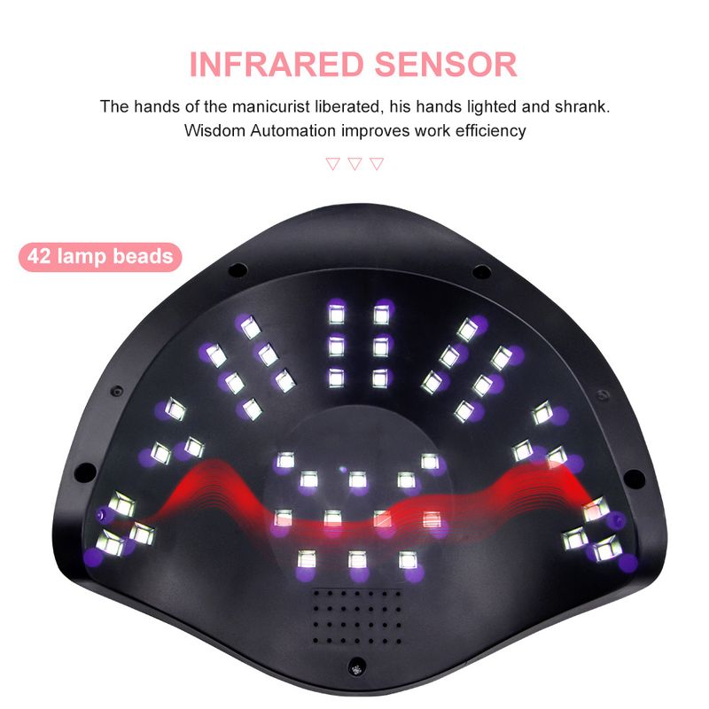 Lampada per unghie a LED per manicure con display LCD a rilevamento automatico, 42 pezzi, lampada UV a polimerizzazione rapida con perline luminose_voghion.com