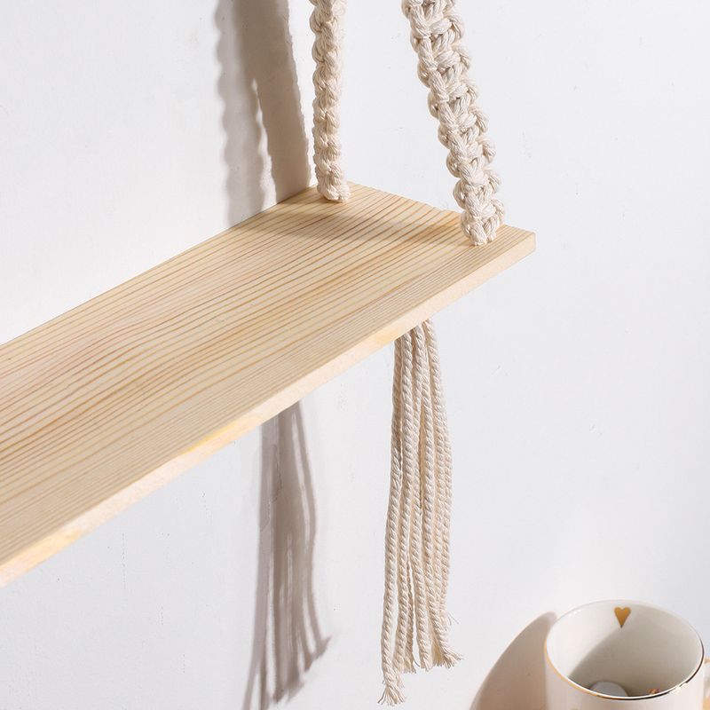 Estantería tejida estilo ins, decoración de pared de madera para el hogar, estantería para balcón y ventana salediza, regalo_voghion.com