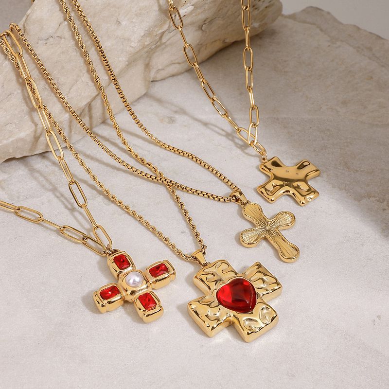 Women's Jewelry Stainless Steel Cross Pendant Necklace Hypoallergenic Durable Layering Chain Minimalist Elegant Gift For Her_voghion.com