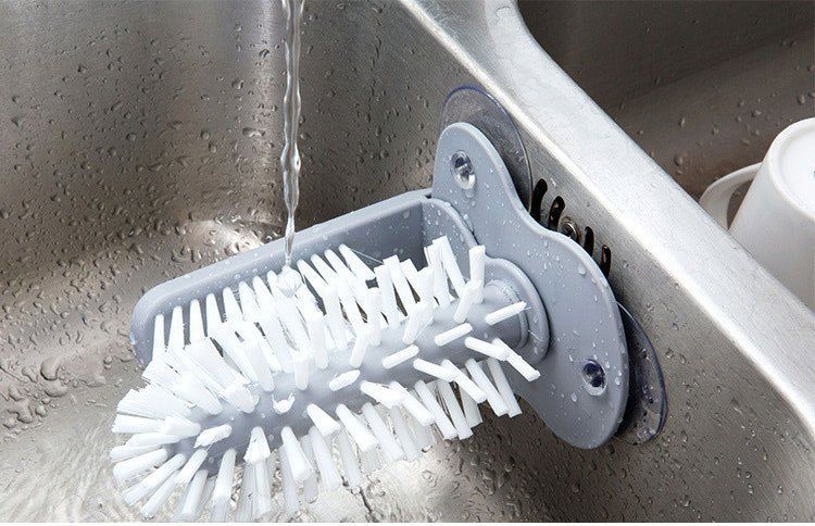 1pc Sink-Mounted Cup Scrubber - Multifunctional Glass & Container Cleaner - Dual-Action Brush For Kitchen & Toilet - Essential Home Gadget_voghion.com