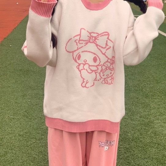 Jade Gui Dog Sweater, Cute Female Student Commuting Vitality Round Neck Knitted Shirt Top Coat, Autumn and Winter_voghion.com