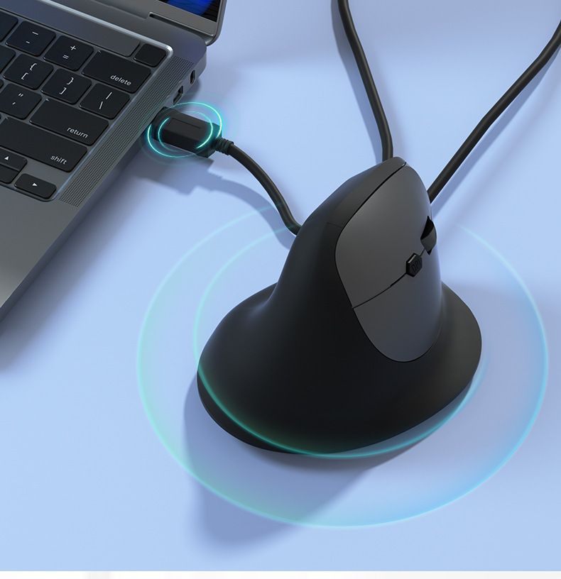 Vertical Ergonomic Wired Mouse – 6-Button USB Optical Mouse, 3600 DPI Adjustable, 4-Way Scroll Wheel, Comfort Grip For Laptop & PC_voghion.com