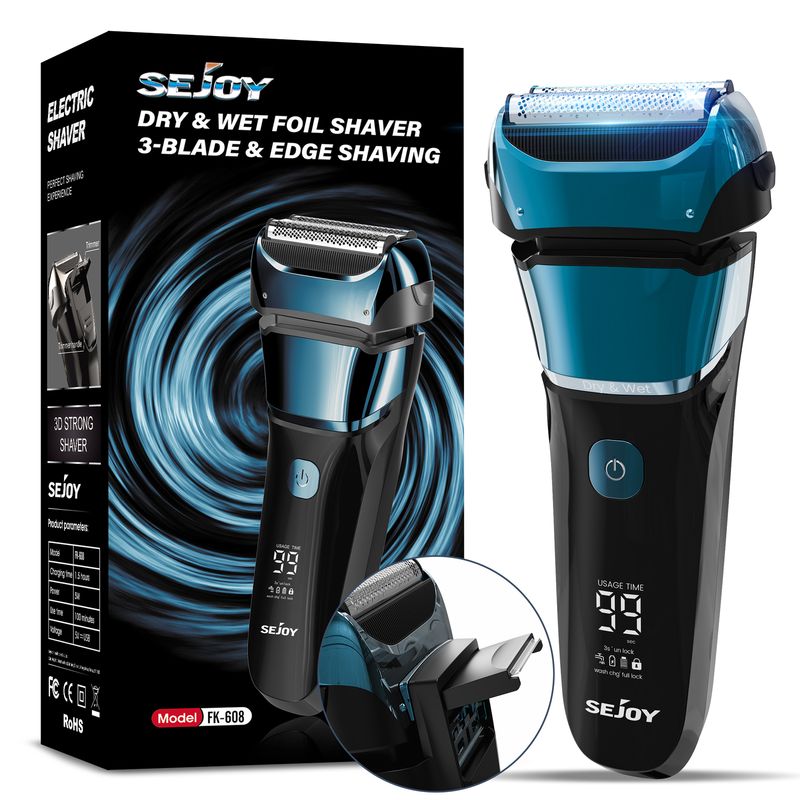 SEJOY Elektryczna maszynka do golenia brody z folią, wodoodporna, goląca, wysuwana maszynka do golenia_voghion.com