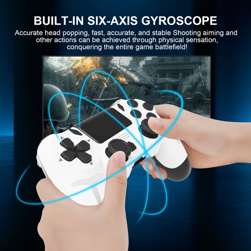 Mando inalámbrico con Bluetooth y giroscopio de 6 ejes GAMINJA con panel táctil y vibración dual para consola PS4 y PS3_voghion.com