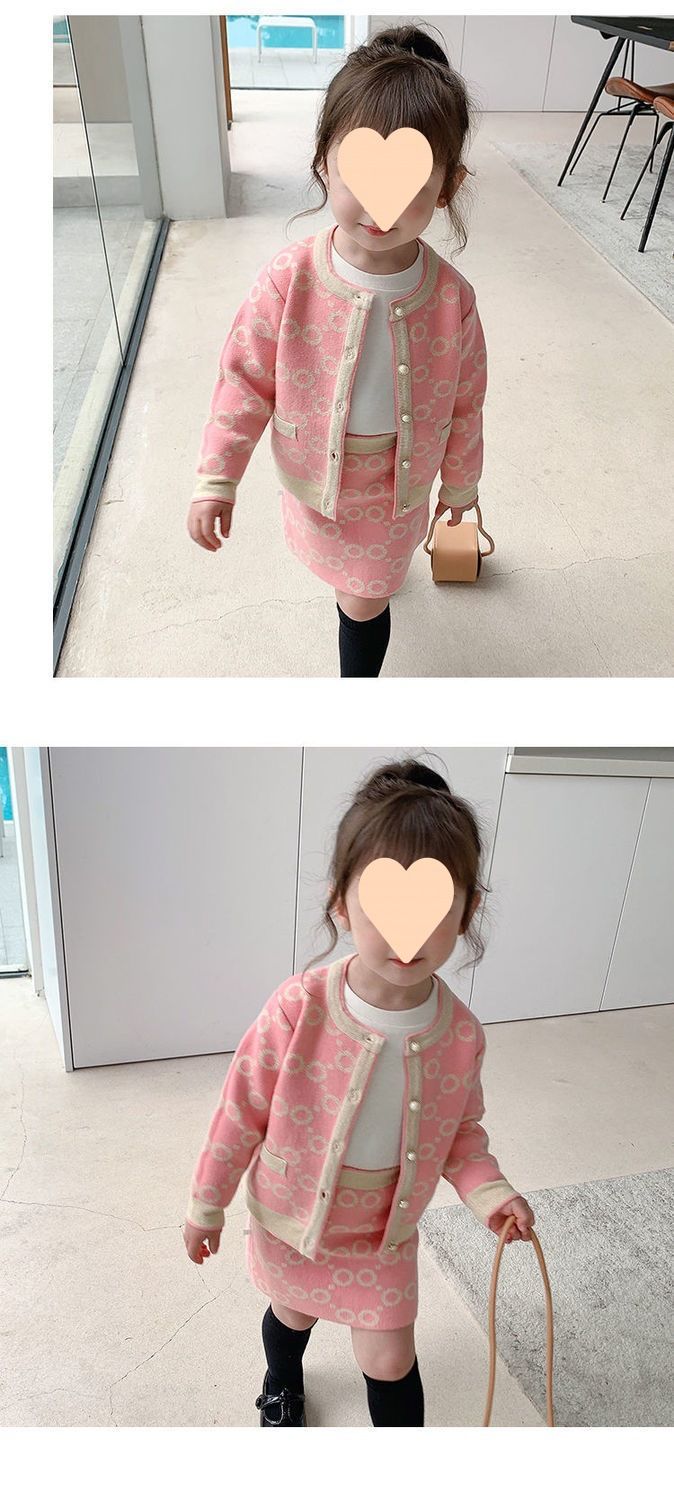 Mädchen Süße Pullover Gestrickte Zwei Stück Set Koreanischen Stil kinder Anzug Rock Baby Modische Frühling Und Herbst kinder kleidung_voghion.com