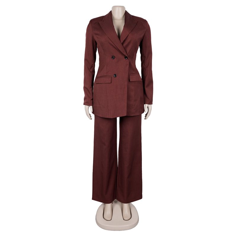 Elegantes Büroanzug-Set für Damen – Slim-Fit-Blazer und Hose mit hoher Taille für den beruflichen Weg zur Arbeit (Marineblau, Weinrot, Blaugrün)_voghion.com