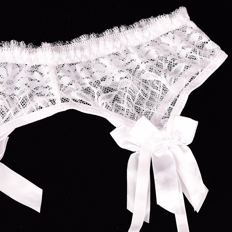 Black/Red/Pink/White Lace Bow Garters Belt Women Sexy Transparent Lingerie Adjustable Suspender Belt For Thigh High_voghion.com