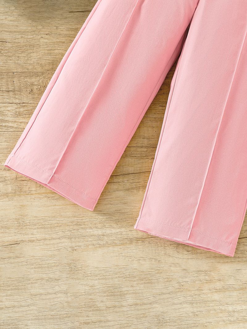 Vestito da drama coreano, stile piccolo profumo di alta qualità, completo rosa, pantaloni gilet, camicia con collo alto, tre pezzi_voghion.com