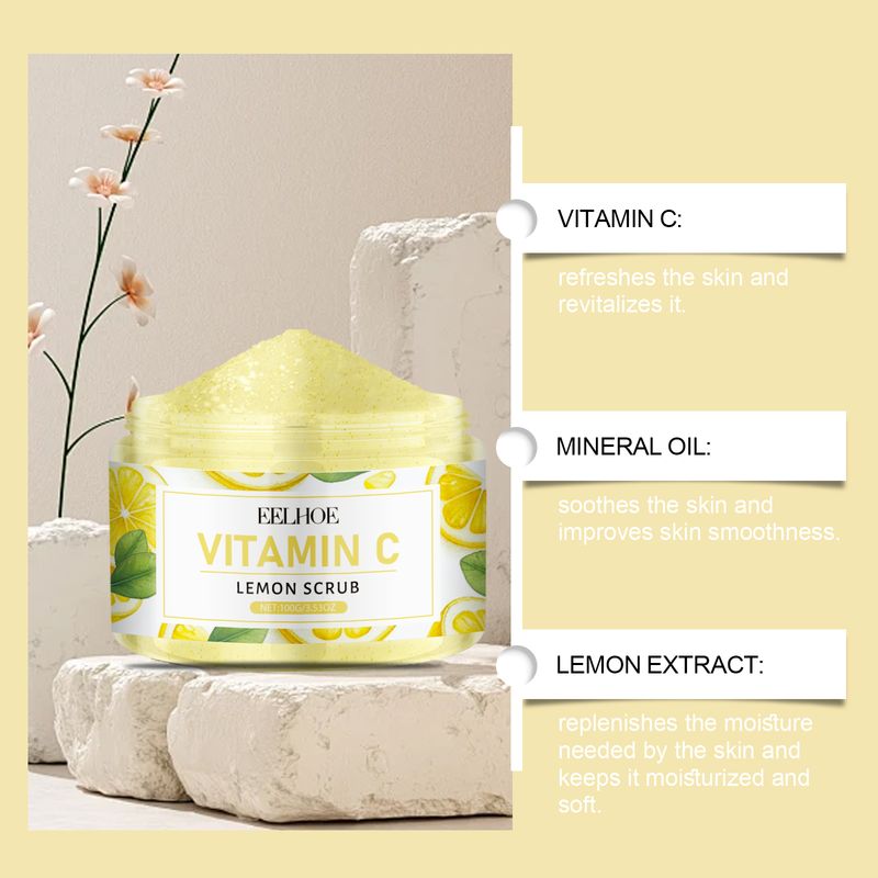 EELHOE Lemon Exfoliating Scrub, Cleansing Soft Firming Nourishing Moisturizing Body Moisturizing Scrub_voghion.com