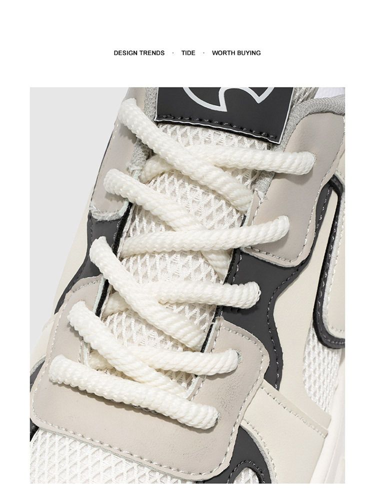 Herbst Herren Neue Atmungsaktive Mesh Weiß Vielseitige Dick-Sohle Sneakers Casual Board Dad Trendy Schuhe_voghion.com