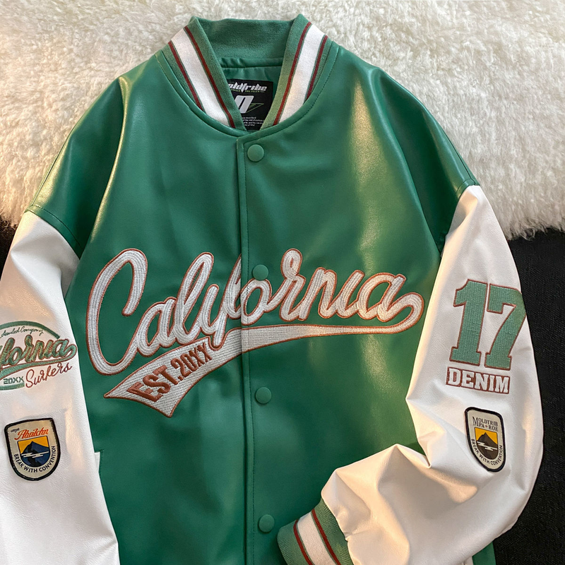 Retro črka vezenje jakna ženske Y2K pomlad ulica hip-hop baseball uniforma par priložnostna bomber jakna usnje_voghion.com