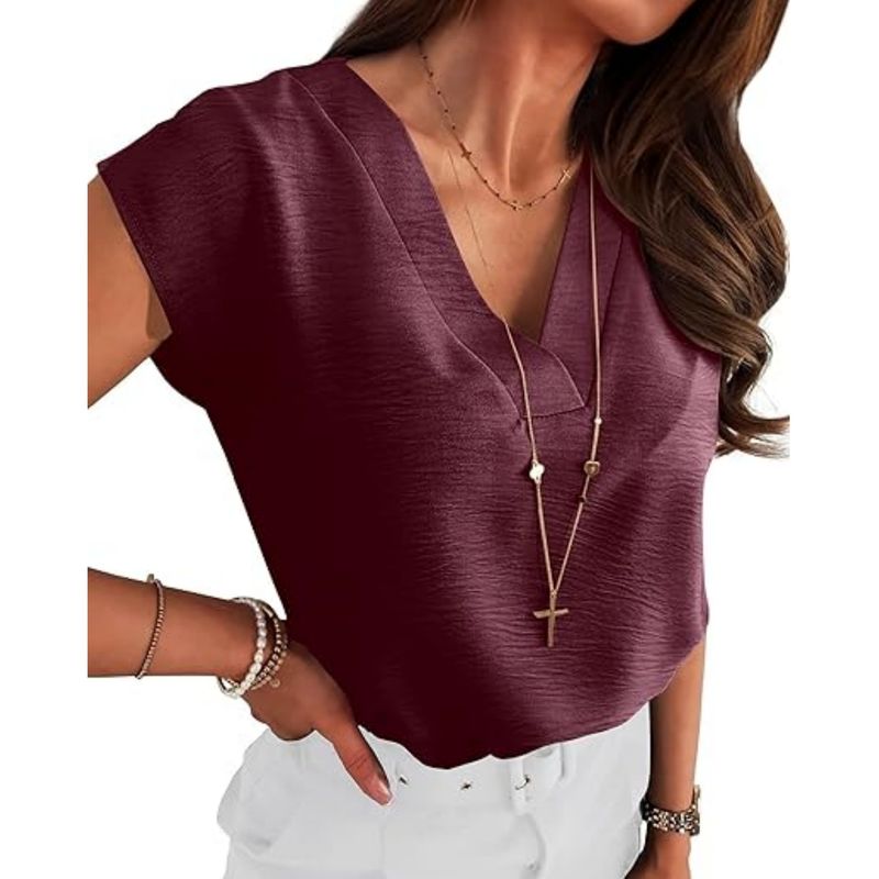 Maglione senza maniche a maniche corte con scollo a V e temperamento da donna 2025_voghion.com