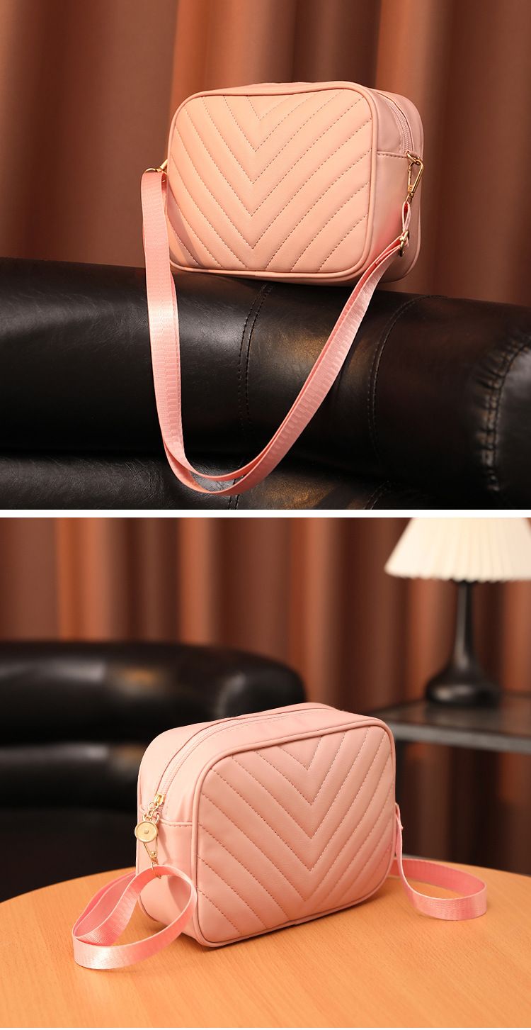 Sac photo tendance pour femme - Sac bandoulière élégant avec broderie en V et design minimaliste (à la mode et polyvalent)_voghion.com