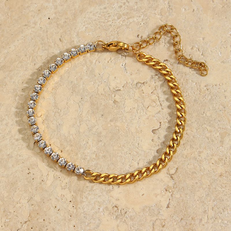 ins mode temperament lätt lyx mångsidig nyckelbenskedja skarvning tunn kubansk kedja zirkon armband halsband_voghion.com