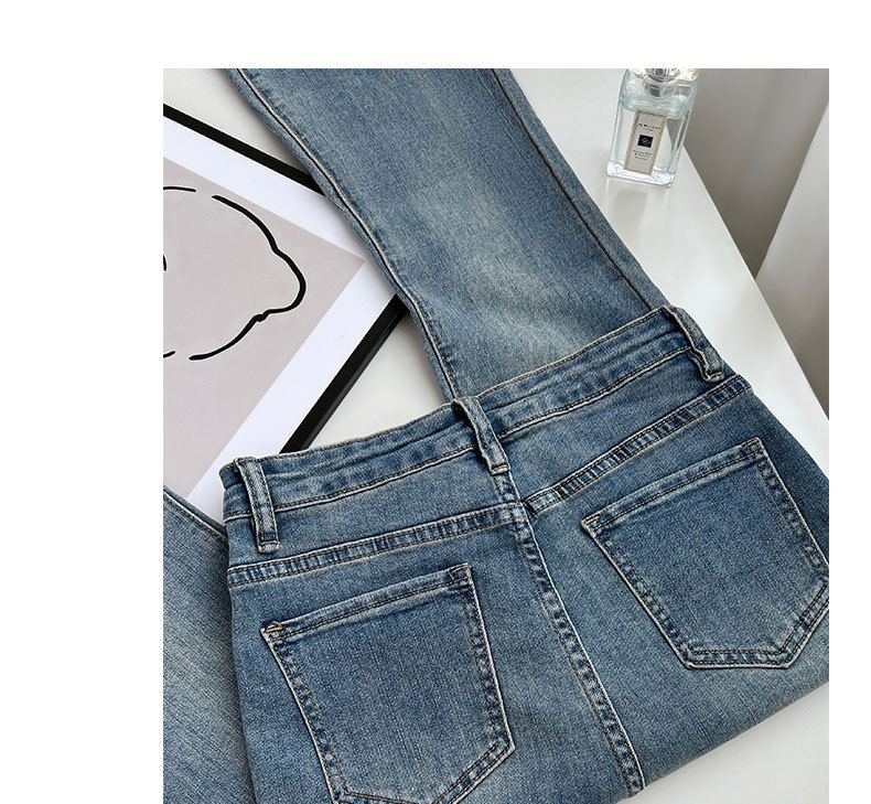 Vintage High Waist Flared Jeans For Women - Stretchy Bootcut Denim Pants With Raw Hem & Distressed Details_voghion.com