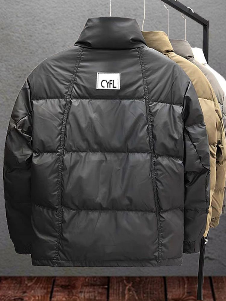 Giacca in piumino d'anatra bianca di alta qualità per uomo - Cappotto invernale caldo e spesso imbottito con imbottitura di alta qualità, design a tinta unita per protezione dal freddo_voghion.com
