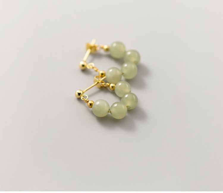 Orecchini Hetian VENUS in giada per donna, regalo per ragazza, 4 perline, colore oro, elegante signora, gioielli Dropship W_voghion.com