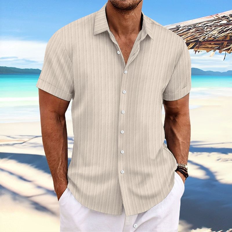 Cardigan casual da uomo europeo e americano, in tinta unita, con maniche corte, a righe e motivo a onde in jacquard_voghion.com