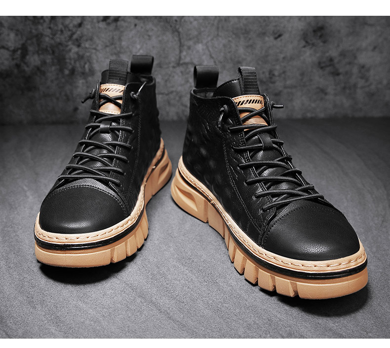 Martin støvlers high-top britisk stil ins mid-top arbejdstøj trendy 2023 efterår og vinter sorte motorcykelsko til_voghion.com